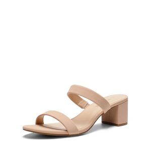 Women's Two Strap Open Toe Low Block Chunky Heels Sandals Dress Pumps Casual Summer Mules Shoes