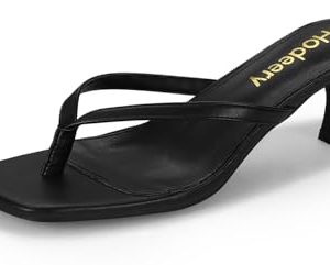 Women's Kitten Heels Thong Sandals Open Square Toe Flip Flop Low Heels 2.5 Inch Slip On Sexy Women Dressy Slide Shoes for Casual