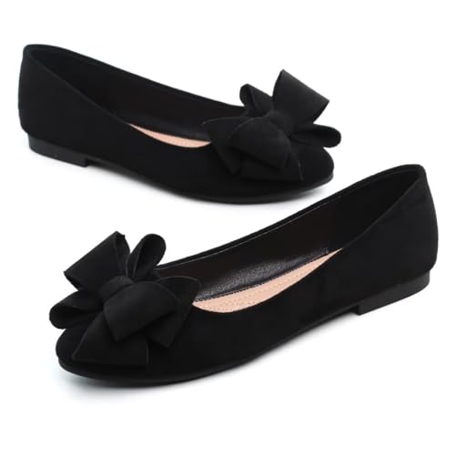 Women Fashion Bowknot Flats Comfort Pointed Toe Dress Shoes