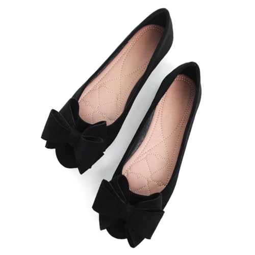 Women Fashion Bowknot Flats Comfort Pointed Toe Dress Shoes