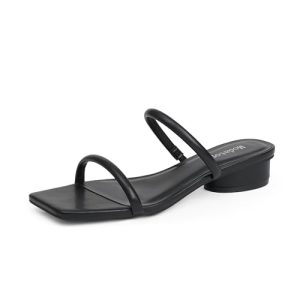 Square Open Toe Heeled Sandals Women Two Strap Chunky Heel Sandals for Women Low Block Heel Sandal Dressy