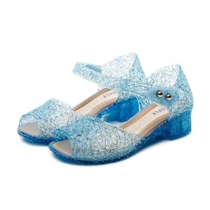 Princess Jelly Flats for Girls - Sparkly Dress Up Sandals for Birthday Party, Snow Queen Cosplay, Toddler & Kids (Ages 3-8) |