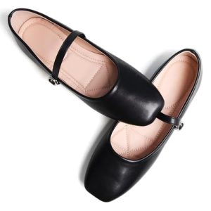 Womens Square Toe Ballet Flats Comfortable Mary Jane Shoes Dressy Casual Slip-On Ballerina Walking Flat Shoes