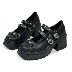 Kawii Shoes Bow Pearl Heels Lolita Platform Heels for Women Lace Cute Mary Janes Pumps