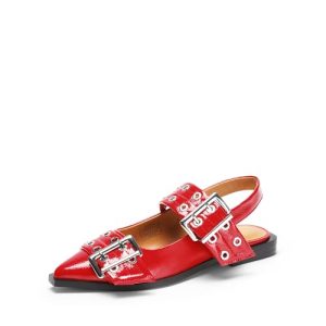 Women's Slingback Ballet Flats, Pointed Toe Buckle Comfortable Dress Slip-on Flat Shoes