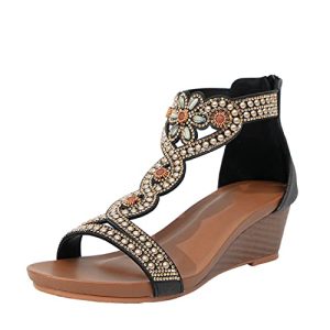 Women's Slide Wedge Sandal Open Toe High Heel Zipper Back Platform