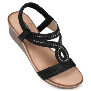 Wedge Sandals for Women Dressy: Low Wedge Sandals Women Comfortable Dressy Walking - Summer Casual Elastic Strappy Open Toe