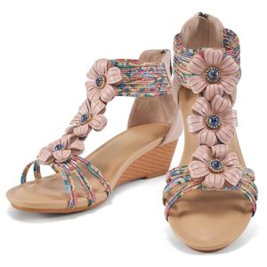 Sandals Womens Wedge Shoes: Comfortable Dressy Wedges Sandal with Zipper Summer Gladiator Sandals Open Toe