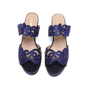 Womens Sparkly Kitten Heel Sandals,Ladies Summer Rhinestones Glitter Wedding Evening Slides Double Strap Dressy Casual Bling Low