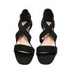 Women's Elastic Ankle Strap Low Wedge Sandals