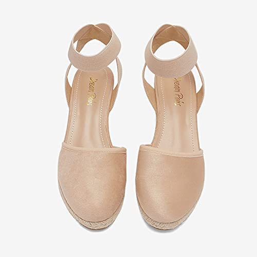 Women's Elastic Ankle Strap Espadrilles Wedge Sandals