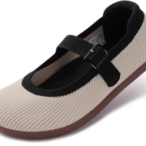 Womens Wide Toe Box Barefoot Mary Jane Flats + Zero Drop