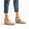 Women's Elastic Ankle Strap Espadrilles Wedge Sandals