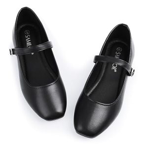 Mary Jane Flats Shoes Women Square Toe Ballet Flats Comfortable Ankle Strap Flats Casual Slip on Flats Women Flats Dress Shoes