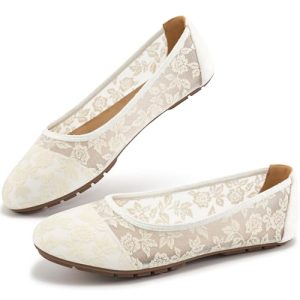 Ballet Flats for Women Shoes: Comfortable Breathable Lace Dressy Flats - Ladies Wedding Flat Casual Work Shoes