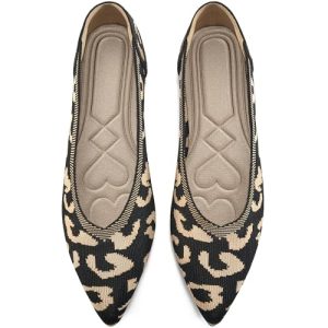 Women's Flats Ballet Shoes: Comfortable Pointed Toe Soft Knit Flat Casual Slip On Work Dress Shoes for Walking Wedding Dating